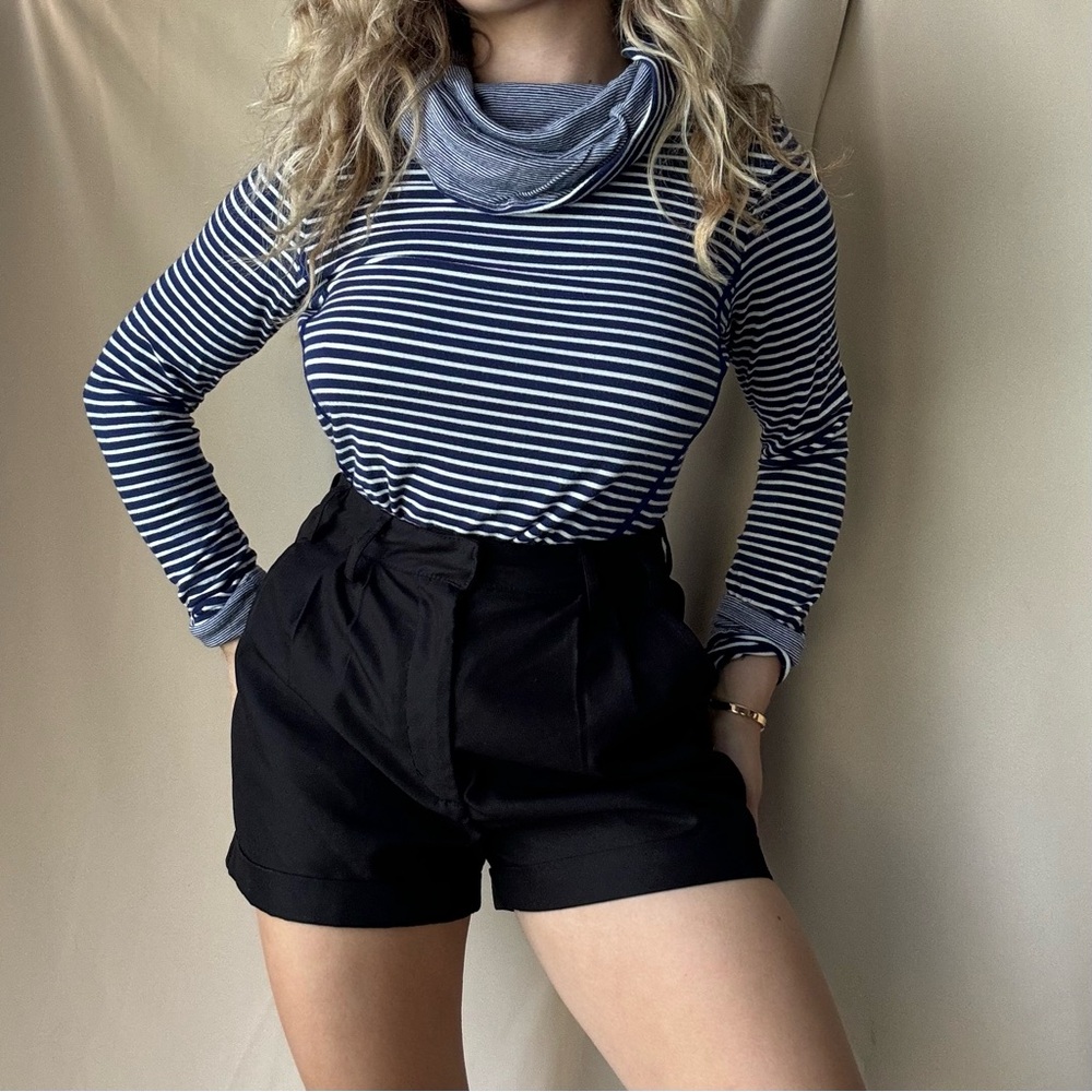 Striped long sleeve with cowl neck